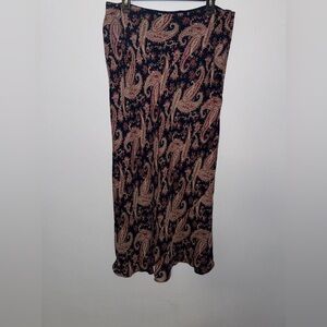 Ralph Lauren Navy and Beige Paisley Maxi Skirt